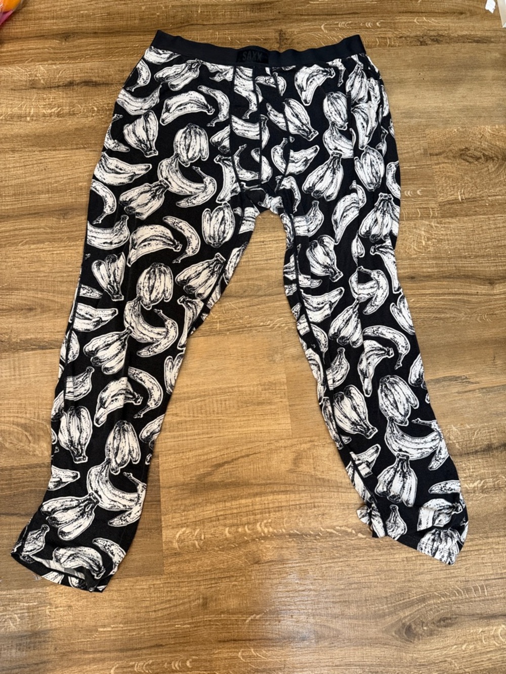 Saxx Black Pants with White Banana Print